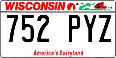 WI license plate 752PYZ