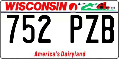 WI license plate 752PZB