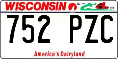 WI license plate 752PZC