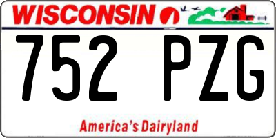 WI license plate 752PZG