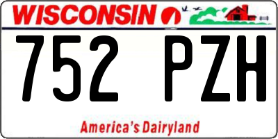 WI license plate 752PZH