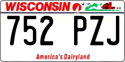 WI license plate 752PZJ
