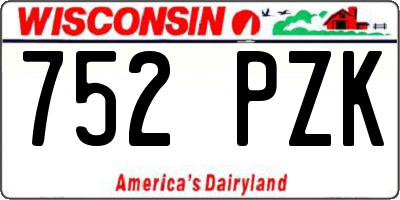 WI license plate 752PZK