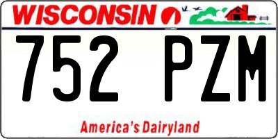 WI license plate 752PZM