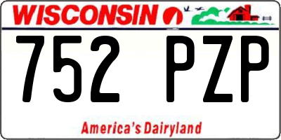 WI license plate 752PZP