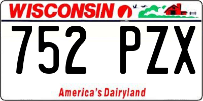 WI license plate 752PZX