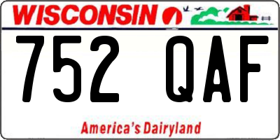 WI license plate 752QAF