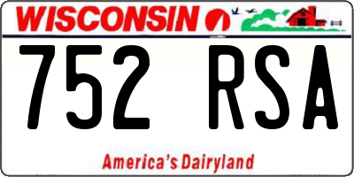 WI license plate 752RSA
