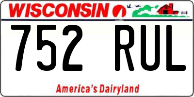 WI license plate 752RUL