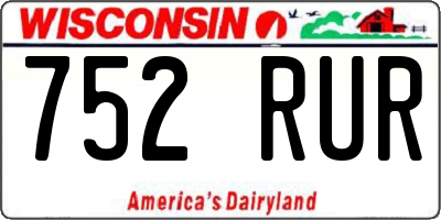 WI license plate 752RUR