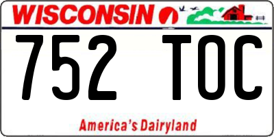 WI license plate 752TOC