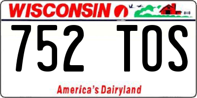 WI license plate 752TOS