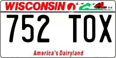 WI license plate 752TOX