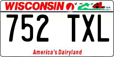 WI license plate 752TXL