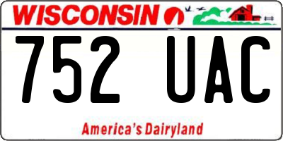 WI license plate 752UAC