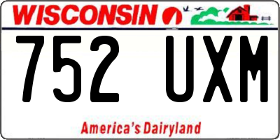WI license plate 752UXM