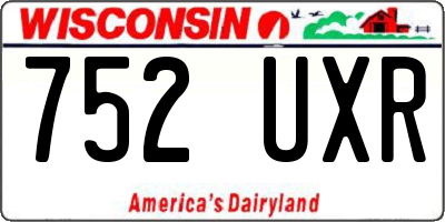 WI license plate 752UXR