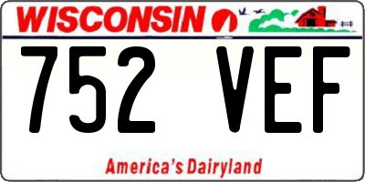 WI license plate 752VEF