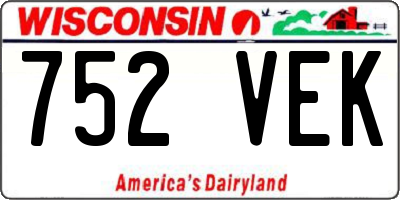 WI license plate 752VEK