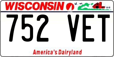 WI license plate 752VET