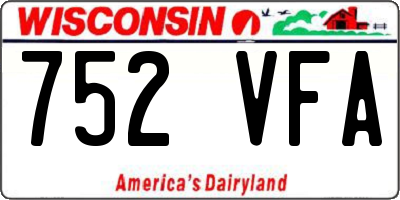 WI license plate 752VFA
