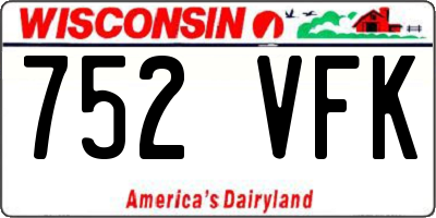 WI license plate 752VFK