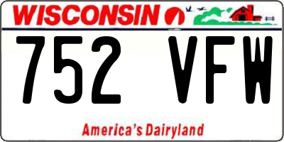 WI license plate 752VFW