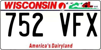 WI license plate 752VFX