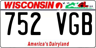 WI license plate 752VGB
