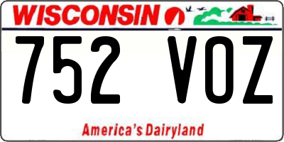 WI license plate 752VOZ