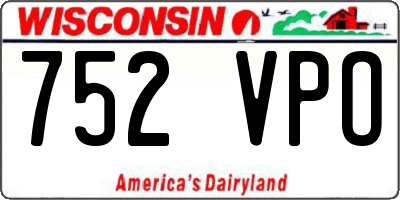 WI license plate 752VPO