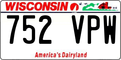 WI license plate 752VPW