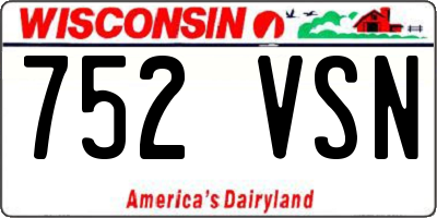 WI license plate 752VSN