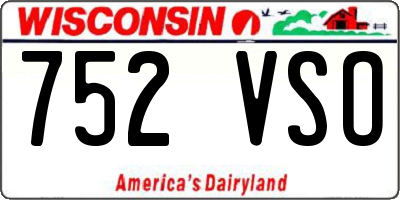 WI license plate 752VSO