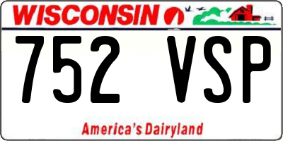 WI license plate 752VSP