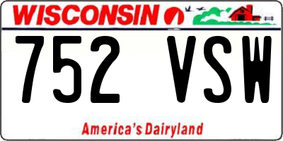 WI license plate 752VSW