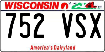 WI license plate 752VSX