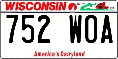 WI license plate 752WOA