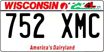 WI license plate 752XMC