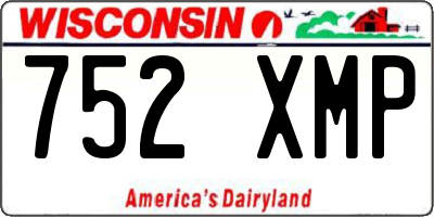 WI license plate 752XMP