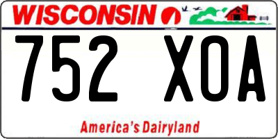 WI license plate 752XOA