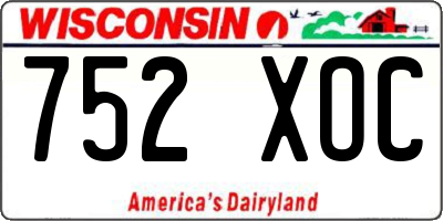 WI license plate 752XOC
