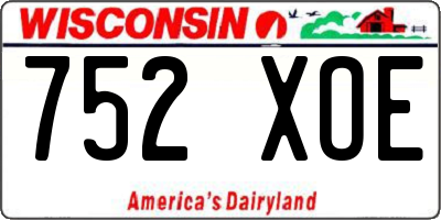 WI license plate 752XOE