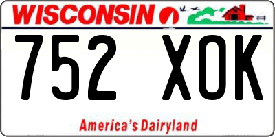 WI license plate 752XOK