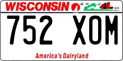 WI license plate 752XOM