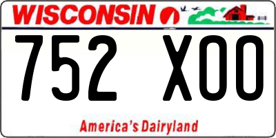 WI license plate 752XOO