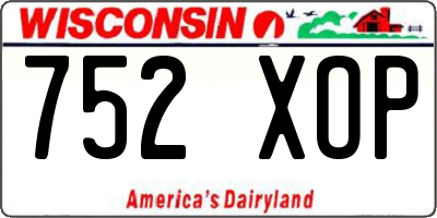 WI license plate 752XOP