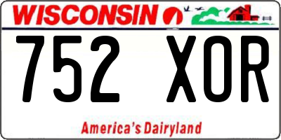 WI license plate 752XOR
