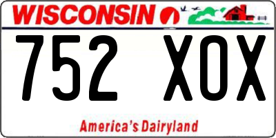 WI license plate 752XOX