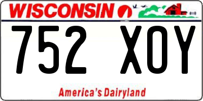 WI license plate 752XOY